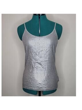 NWT Michael Kors metallic silver sequin tank top - small petite SP